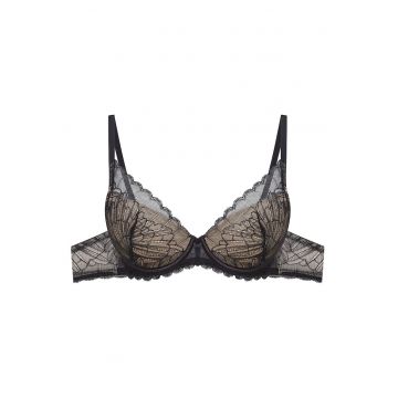 Sutien push-up Oprah -  Dantela/Bumbac - Negru