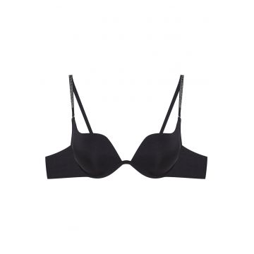 Sutien push-up  Taysa - cu bretele cu zirconiu - poliamida - negru - Negru