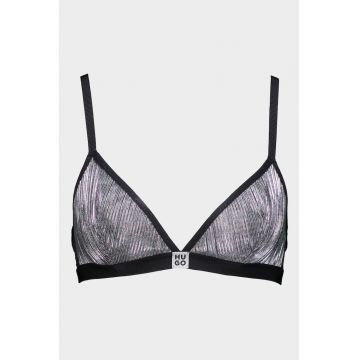 Sutien triunghiular cu paiete - Negru/Argintiu