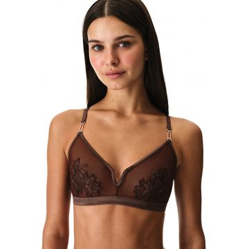 Bustiera cu broderie - Maro inchis