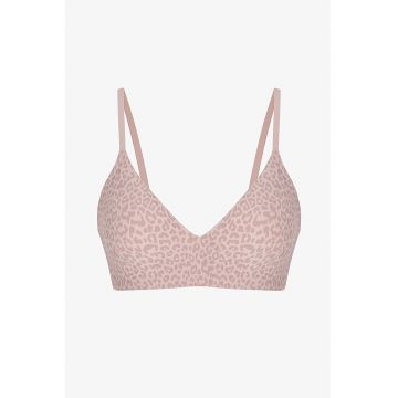 Bustiera cu cupe triunghiulare si animal print - Roz pastel