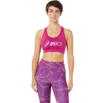 Bustiera cu decupaj racerback si imprimeu logo pentru alergare Sakura - Roz fandango
