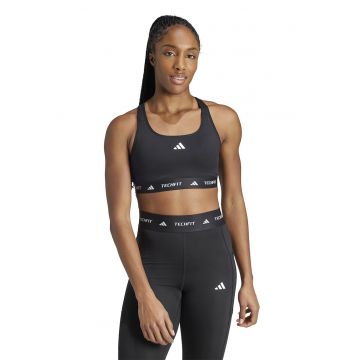 Bustiera cu logo si decupaj pe partea din spate - pentru fitness - Negru