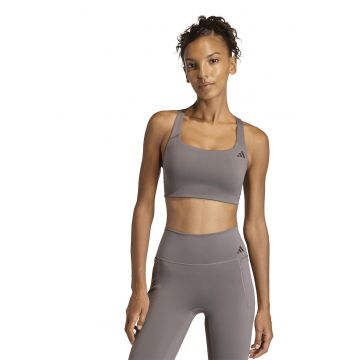 Bustiera cu suport mediu - pentru fitness Optime - Maro taupe