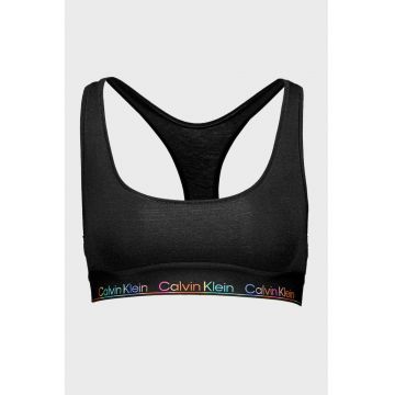 Bustiera din amestec de bumbac cu logo - Negru