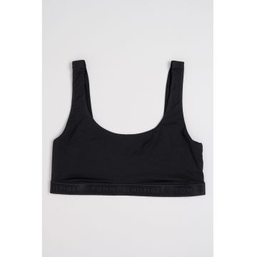 Bustiera din amestec de modal cu banda logo elastica - Negru