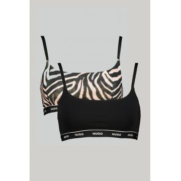 Set de bustiere cu bretele ajustabile - 2 piese - Negru/Bej deschis