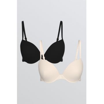 Set de sutiene cu model clasic - 2 piese - Negru/Crem