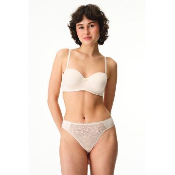 Sutien balconette cu bretele detasabile - Alb fildes