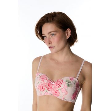 Sutien balconette cu imprimeu floral - Verde/Roz