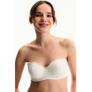Sutien balconette cu strat exterior din dantela - Alb