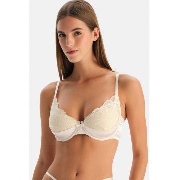 Sutien balconette cu sustinere metalica - Alb murdar/Crem