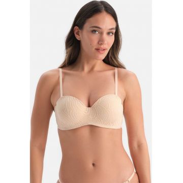 Sutien cu acoperire partiala si animal print - Maro nisip