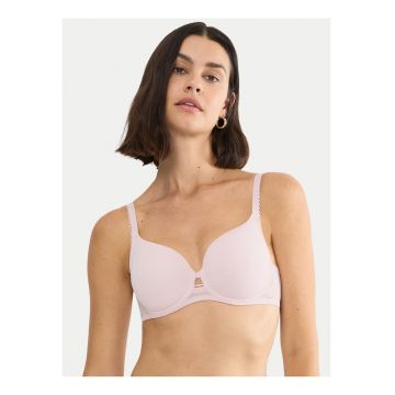 Sutien cu armatura -  roz - model floral - dantela - material elastic