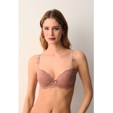 Sutien cu bretele ajustabile si snururi - Maro taupe