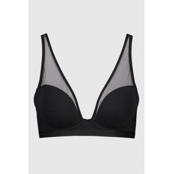Sutien cu burete din amestec de modal si insertii din dantela - Negru