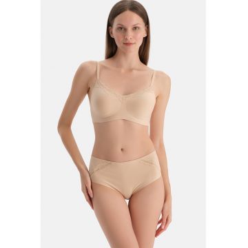 Sutien cu burete si garnituri din dantela Joyce - Maro camel