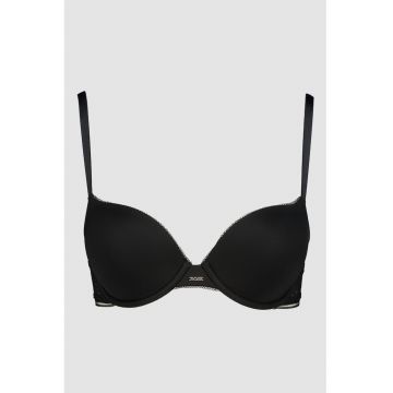 Sutien cu burete si insertie de dantela - Negru