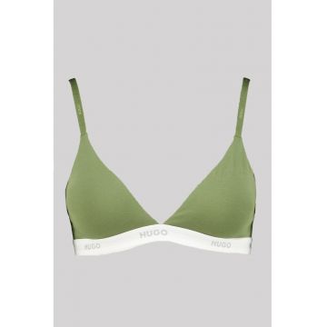 Sutien cu cupe triunghiulare si banda logo - Verde feriga