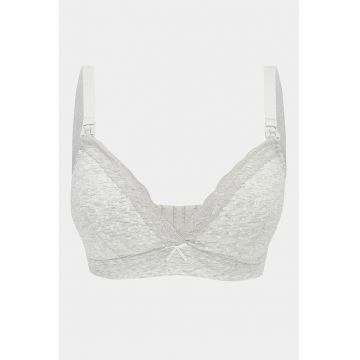 Sutien cu insertii de dantela - Gri melange