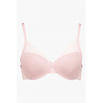 Sutien cu sustinere metalica si segmente transparente - Roz pastel