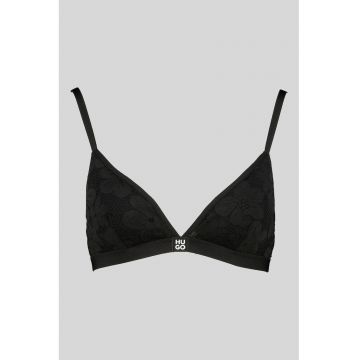 Sutien de baie cu burete si model floral - Negru