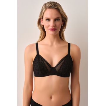 Sutien de plasa cu material exterior de dantela Lilith - Negru stins
