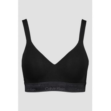Sutien din amestec de modal cu burete si banda logo - Negru