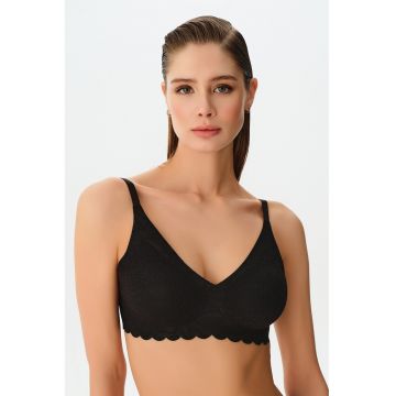 Sutien din dantela cu bretele ajustabile - Negru