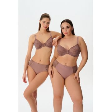 Sutien din dantela cu bretele ajustabile - Roz prafuit