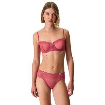 Sutien din dantela cu bretele detasabile - Fucsia