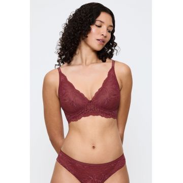 Sutien din dantela cu cupe triunghiulare Amourette Charm - Visiniu