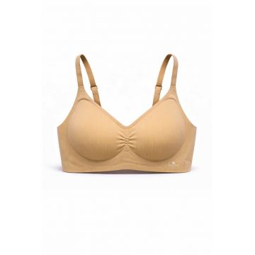 Sutien fara armaturi - cusaturi - cu cupa preformata - SM61 - - Bej inchis