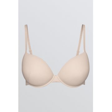 Sutien push-up cu bretele ajustabile si model uni - Nude rose