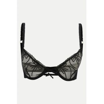 Sutien semitransparent cu detalii brodate - Negru