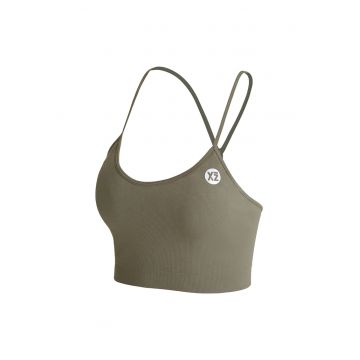 Bustiera cu decolteu in U pentru fitness Charm - Verde