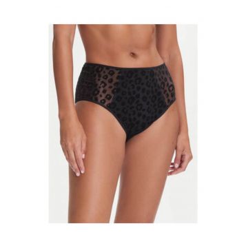Chiloti clasici cu talie inalta -  negru - material sintetic - Negru