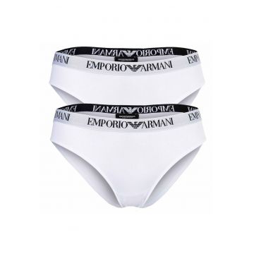 Emporio Arman - Set de chiloti cu banda logo in talie - 2 piese - Alb