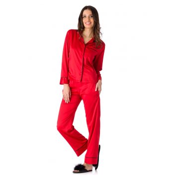 Pijama cu buzunar pe piept - Rosu
