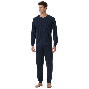 Pijama de bumbac cu pantaloni lungi - Albastru