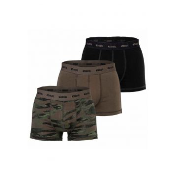 Set de 3 perechi de boxeri Damien - Verde/Negru/Maro