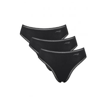 Set de 3 perechi de chiloti cu talie inalta - Negru