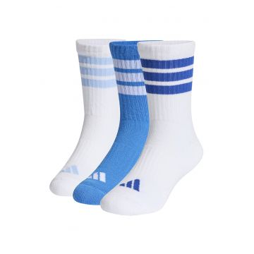Set de 3 perechi de sosete lungi cu talpa dubla - Alb/Albastru