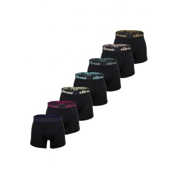 Set de boxeri cu banda logo in talie - 7 perechi - Negru/Roz zmeuriu/Galben pal
