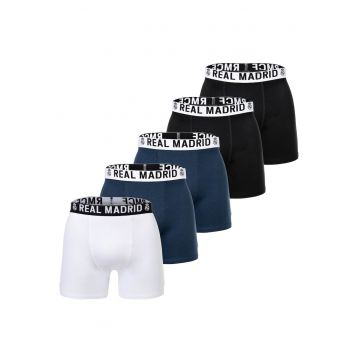 Set de boxeri din amestec de bumbac cu banda logo in talie - Alb/Negru/Albastru inchis