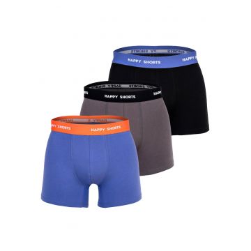 Set de boxeri Retro - 3 perechi - Negru/Violet/Gri inchis