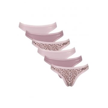 Set de chiloti tanga Go Crush - 6 perechi - Roz