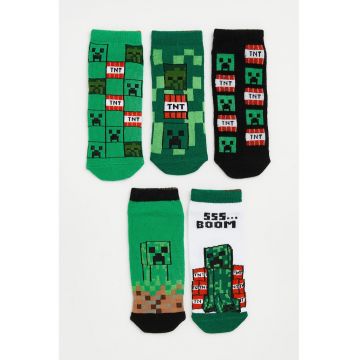 Set de sosete cu model grafic -5 perechi - Verde/Negru