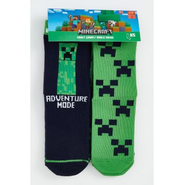 Set de sosete din amestec de bumbac cu imprimeu grafic - 5 perechi - Verde/Negru