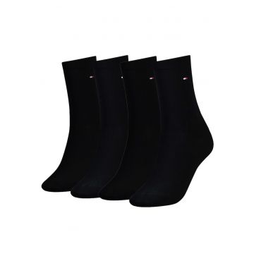 Set de sosete lungi cu logo brodat - 4 perechi - Negru